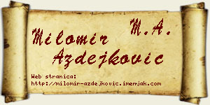 Milomir Azdejković vizit kartica